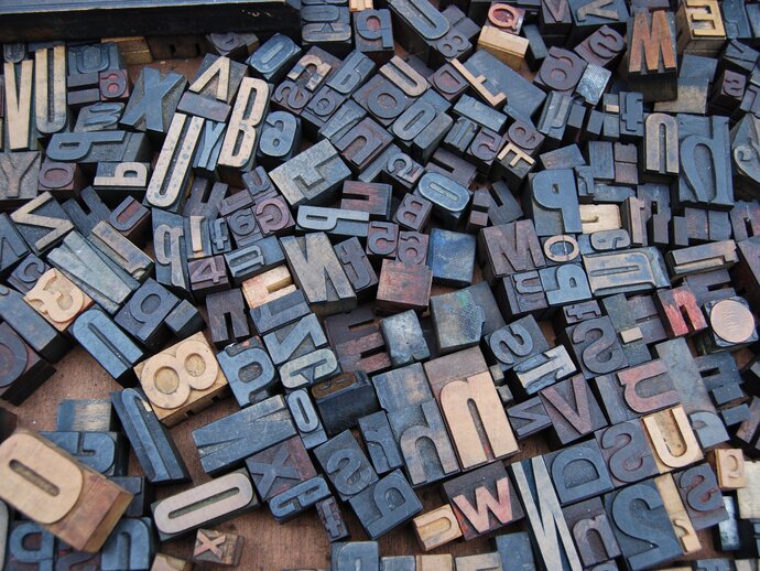 Photo of assorted printing press letters