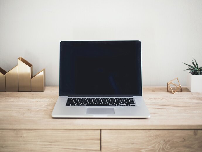 Picture of a laptop computer with black screen