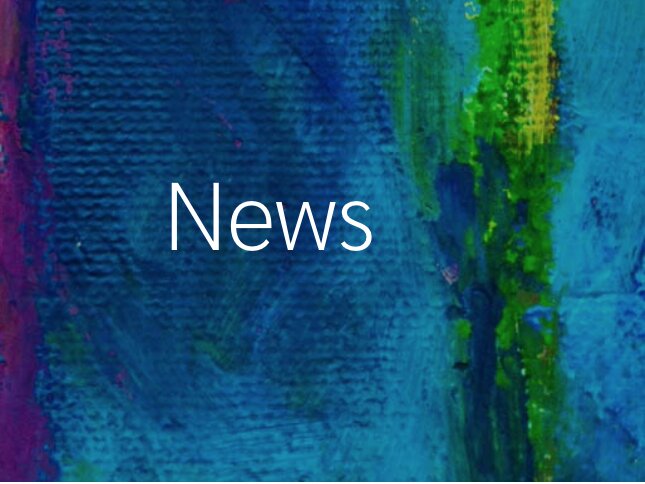 Text saying news on a blue paint background