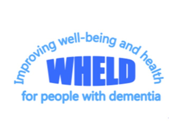 WHELD logo - the word wheld with "improving wellbeing and health for people with dementia" written around it.
