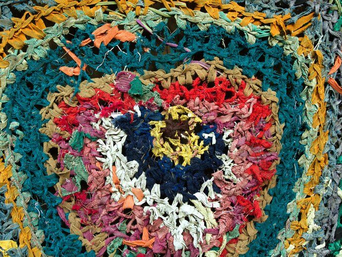 A multicoloured rag rug