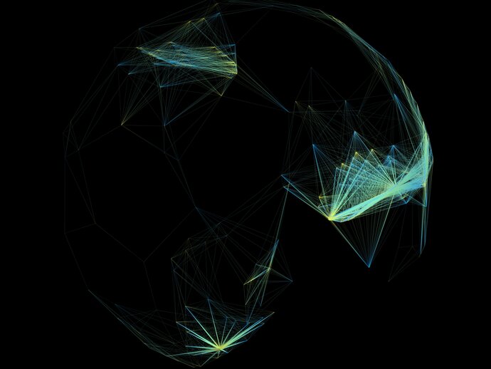 A globe picked out in connected points of light across it