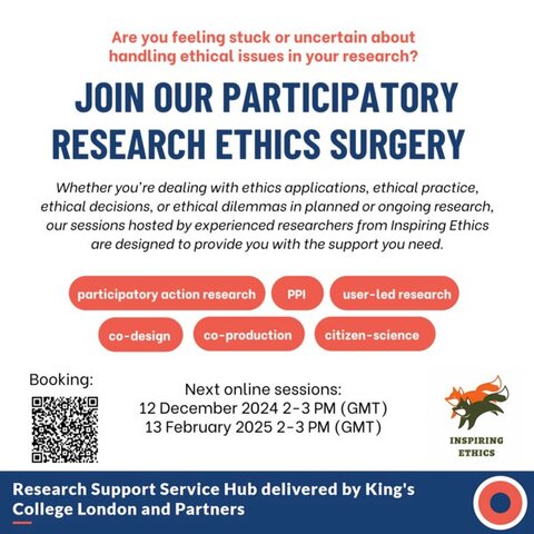 Flyer with details of the ethics surgery as described opposite