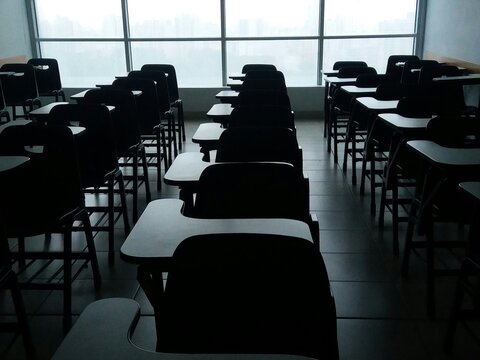 classroom of empty chairs