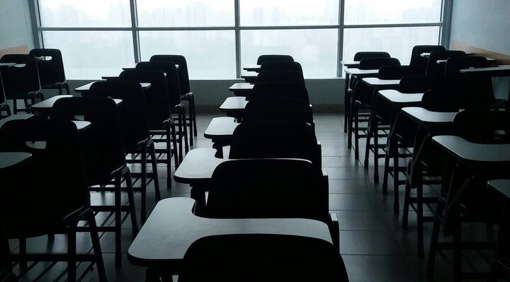 classroom full of empty chairs