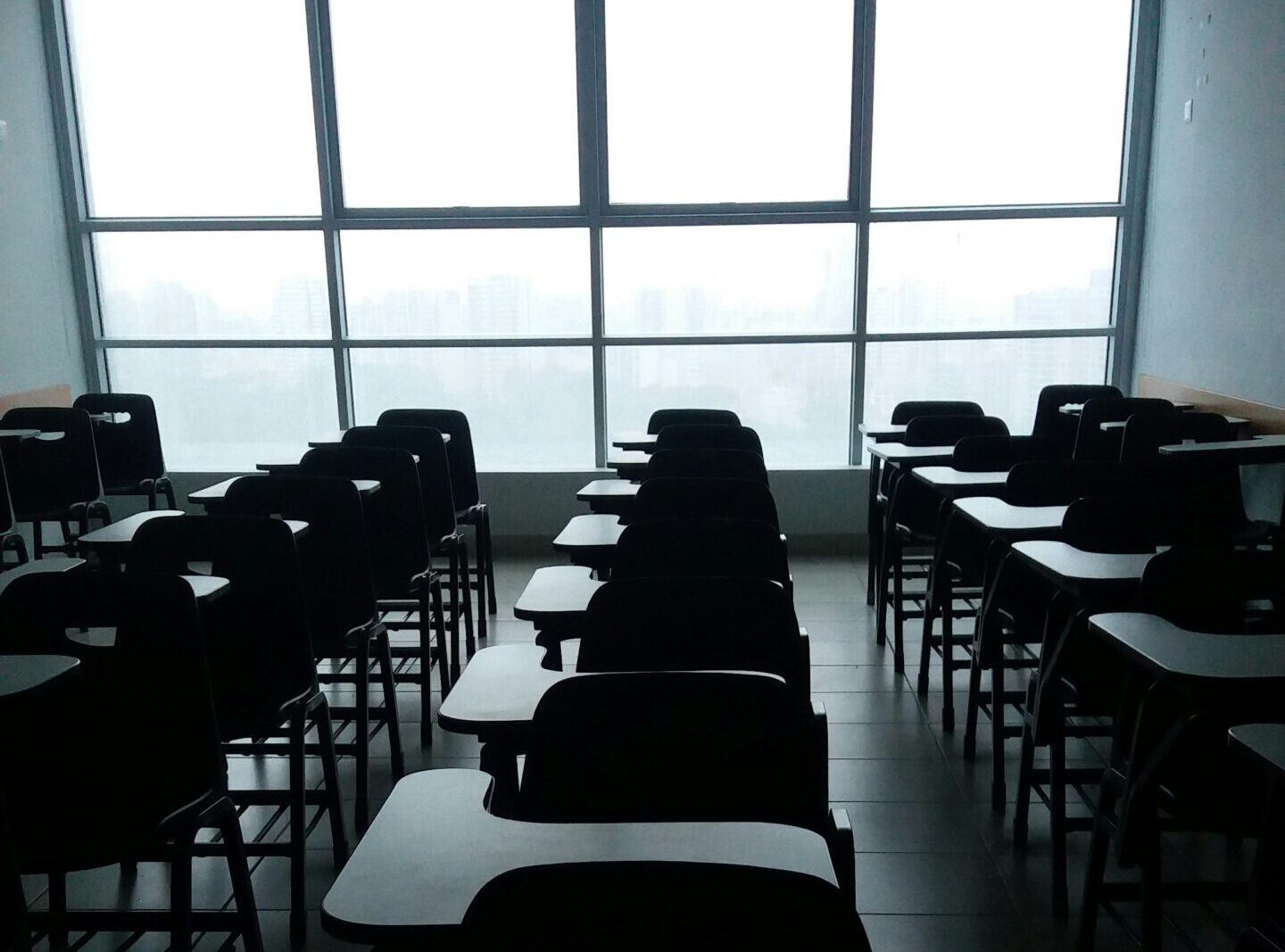 classroom full of empty chairs