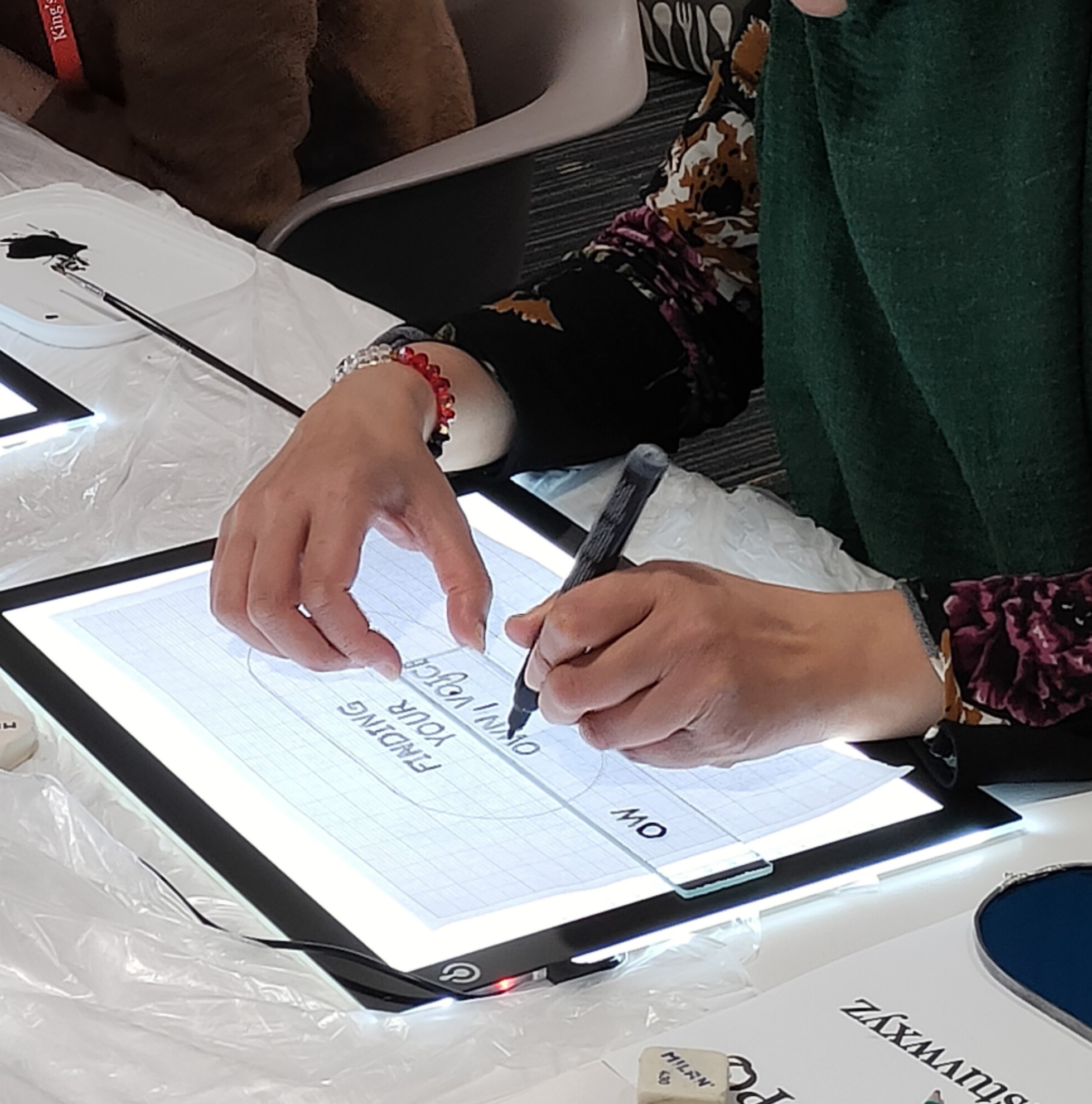 Designing text on grided paper