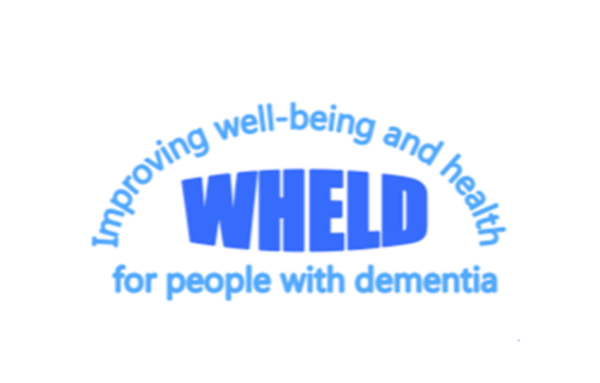 WHELD logo - the word wheld with "improving wellbeing and health for people with dementia" written around it.