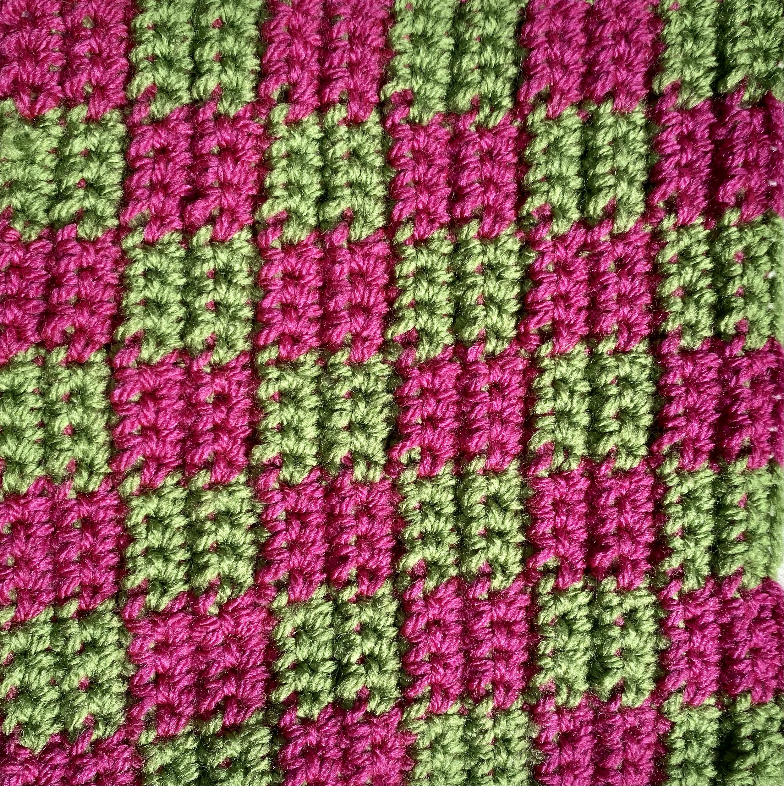 pink and green crochet squares