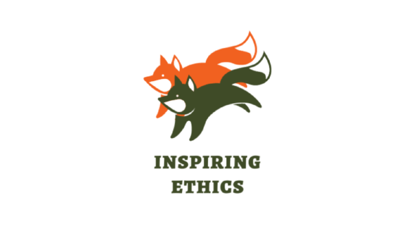 Inspiring ethics logo: 2 jumping foxes