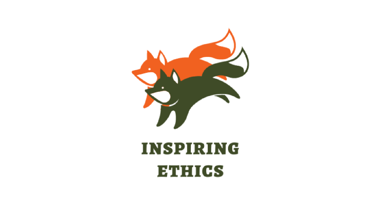 Inspiring ethics logo: 2 jumping foxes